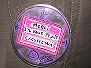 badge merci, s'il vous plait, excusez-moi